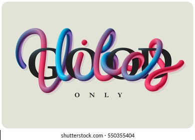 Vector lettering. Motivational quote "Good Vibes Only" composition made of glossy colorful letters.