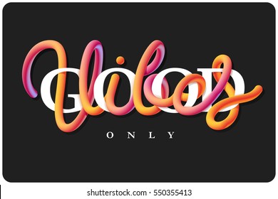 Vector lettering. Motivational quote "Good Vibes Only" composition made of glossy colorful letters.