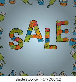 Vector. Lettering in neutral, black and green colors. Friday, magic sale, logotype, print, text for sell out, clearance sale, closeout, giveaway. Seamless. Of calligraphy summer sale, favourite brands