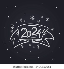 Vector lettering for New Year 2024. Illustration in hand drawn style for logo and postcard