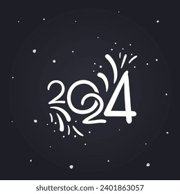 Vector lettering for New Year 2024. Illustration in hand drawn style for logo and postcard