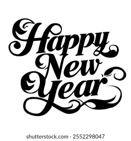 Vector lettering for New Year. Typography text in flat style. Isolated font template for design
