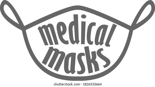 vector lettering on mask medical masks in black as icon, logo or sign print