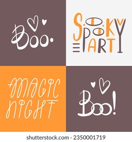 Vector lettering on the theme of Halloween in a cartoon style.