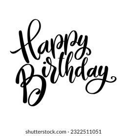 Vector lettering phrase "Happy Birthday" with decorative elements. Perfect for birthday cards, invitations, and other festive designs.