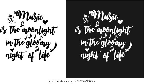 frases de letras vectoriales sobre la música. dos opciones de imagen - blanco y negro