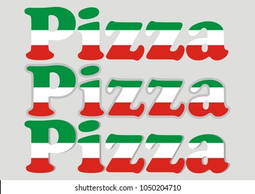 Vector lettering Pizza, three kinds of word pizza, vector icon