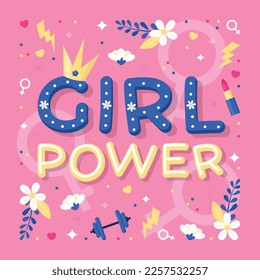 Vector lettering power girl teme