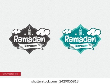 Vector lettering ramadan kareem text with lantern illustration