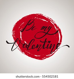 Vector lettering with red blot on the background. Happy Valentine`s day!
