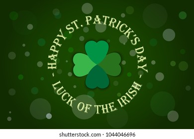 Vector lettering saint patrick's day greetings card with clover shape