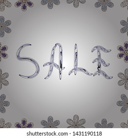 Vector. Lettering. Sale words cloud, business concept background. Illustration in white, neutral and beige colors. Seamless pattern.