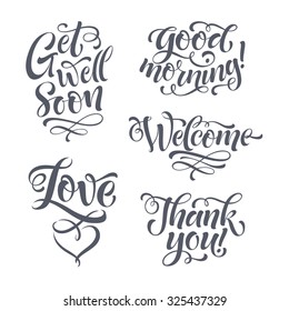 Vector lettering set for invitation and greeting card, prints and posters. Hand drawn inscription, calligraphic design