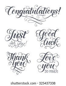 Vector lettering set for invitation and greeting card, prints and posters. Hand drawn inscription, calligraphic design