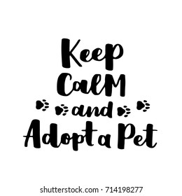 Vector lettering set with saying about pet adoption. Don't shop, adopt. Modern calligraphy phrases on isolated background.