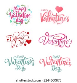 Vector lettering set for valentines day. Handdrawn unique calligraphy for greeting cards, mugs, t-shirts, social media or etc.