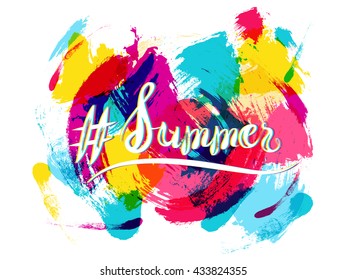 Vector lettering in stereo disco style Hashtag Summer