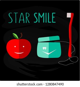 Vector lettering is suitable for design in dental clinics, private doctors, children clinic, postcards, posters, stickers, magnet, business card, recommendations, icon, organizer, design of shop EPS10