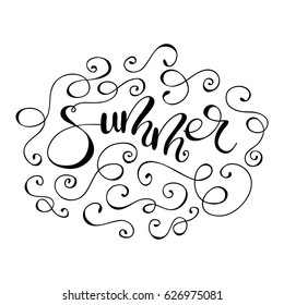 Vector lettering "Summer" with flourishes.