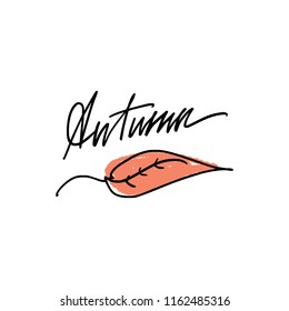 Vector lettering text card and poster, autumn theme. Simple modern style