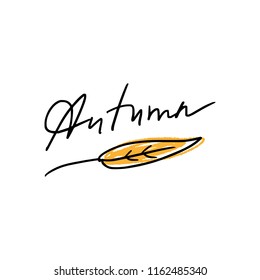 Vector lettering text card and poster, autumn theme. Simple modern style