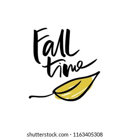 Vector lettering text card and poster. Autumn theme. Simple modern style