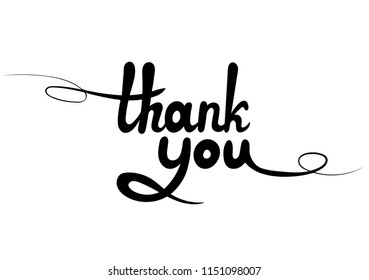 Thank You Lettering Black Linear Calligraphic Stock Illustration ...