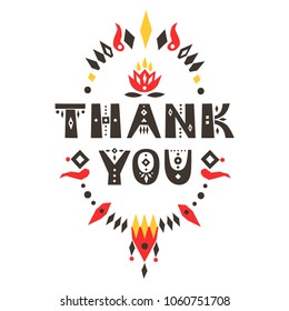 Vector lettering "Thank you". Decorative letters in African style.