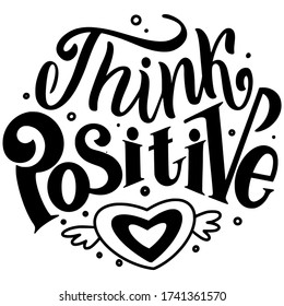 Vector Lettering Think Positive Poster Stock Vector (Royalty Free ...