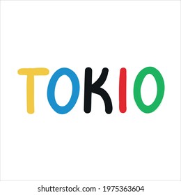 Vector lettering Tokyo 2020 in the colors of the Olympic flag.