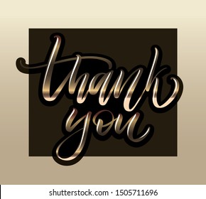 Vector lettering typography illustration thank you, poster. Holder calligraphy phrase on black background. EPS 10. Elegant premium element for website, poster, banner, emailing 