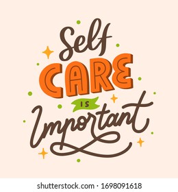 Vector Lettering Typography Quote Poster Inspiration Motivation Self Care Is Important