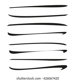 vector lettering underlines collection, brush line set