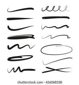 vector lettering underlines collection, brush line set