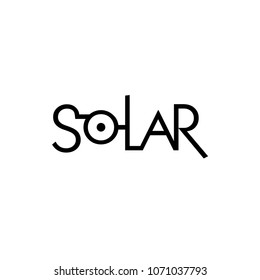 Vector lettering with white background "Solar", minimalistic cosmos typography poster for print, postcard, icon, card, logo, badge. Stylish sign for your brand and business