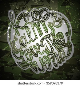 Vector lettering. White letters written with a military background. EPS