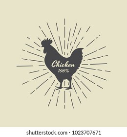 Vector of lettering within silhouette of chicken. Vector illustration for groceries, Meat stores, packaging and advertising. Easy editable layered vector illustration.