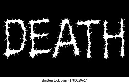 Vector lettering of word DEATH.Metal music style.Grunge font.