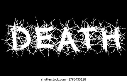 Vector lettering of word DEATH.Metal music style.Grunge font.