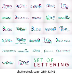 Vector lettering, words. Vintage popular keywords