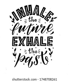 El vector de letras de yoga inhala el futuro exhalar el pasado