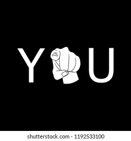 Vector Lettering YOU, We Need You, Isolated on Black Background Illustration.