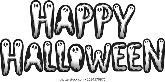 Vector lettering.Happy halloween text background 