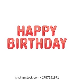 Vector Lettering/Typography. Happy birthday text in the form red candle without wick on white background. Design element for celebration, greeting cards, poster, banner or print.