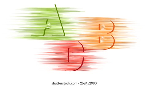 vector letters A, B, C, in different style