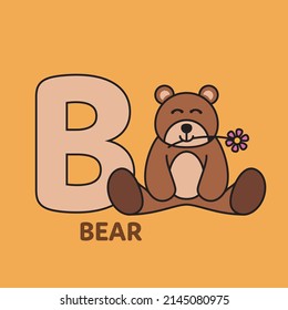 Vector letters of the alphabet with cute animals for kids education. Learn to read