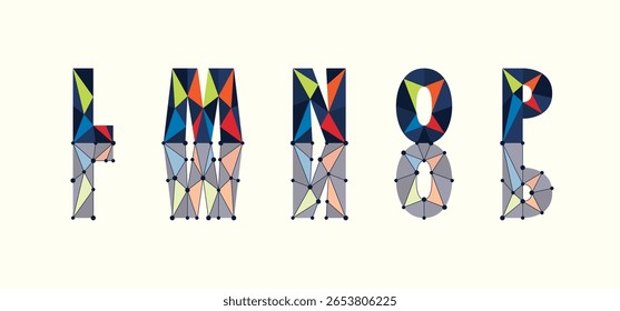 Letras de Vector con diseño poligonal colorido y reflejos de sombra