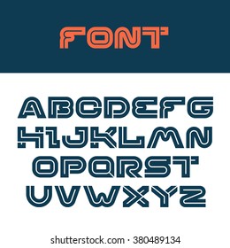 Vector letters. Design of the Latin alphabet. Sports dynamic font.