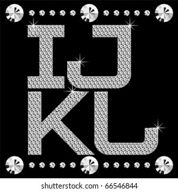 letras vectoriales con diamantes aislados en fondo negro