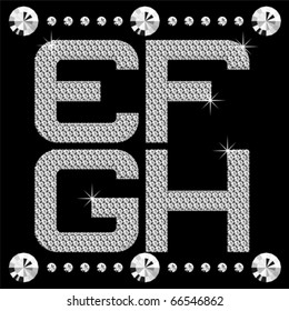 vector letters with diamonds isolated on black background